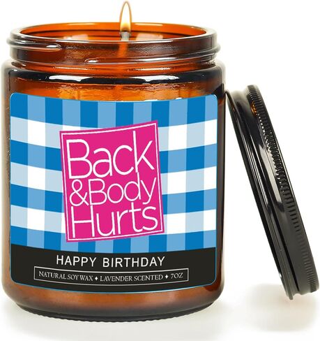 Back and Body Hurts Candle - Happy Birthday Candle,Funny Birthday Gifts for Women Men BFF, Lavender Scented Candle for Him Her 30th 40th 50th 60th 70th Birthday, 7oz in Saudi Arabia
