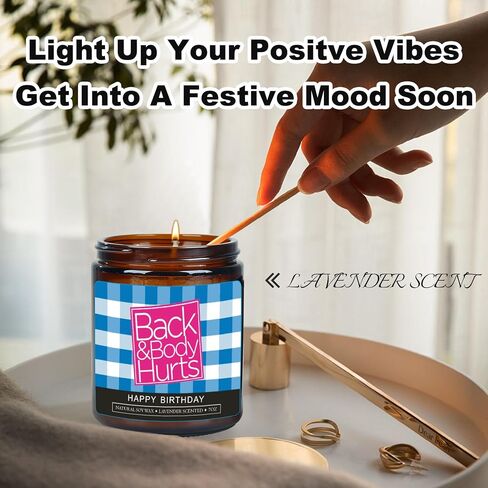 Back and Body Hurts Candle - Happy Birthday Candle,Funny Birthday Gifts for Women Men BFF, Lavender Scented Candle for Him Her 30th 40th 50th 60th 70th Birthday, 7oz in Saudi Arabia