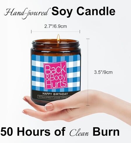Back and Body Hurts Candle - Happy Birthday Candle,Funny Birthday Gifts for Women Men BFF, Lavender Scented Candle for Him Her 30th 40th 50th 60th 70th Birthday, 7oz in Saudi Arabia
