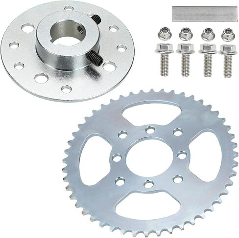 YOXUFA 40/41/420 Chain 48T Sprocket + Go Kart Sprocket Hub with 1" Bore 1/4" Keyway for Go Kart Cart Predator 212cc 196cc 6.5hp Engine Heavy Duty Steel Silver Powersports Accessories Parts in Kuwait