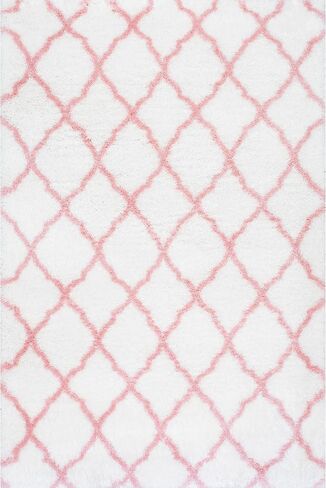 nuLOOM Nelda Trellis Kids Shag Area Rug, 8x10, Baby Pink in Saudi Arabia