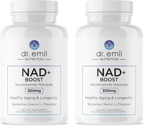 DR. EMIL NUTRITION NAD+ Boost - Nicotinamide Riboside Supplement for Longevity, Healthy Aging & Cellular Regeneration - NAD Supplement with with Berberine, L-Theanine & Niacin Twin Pack in Saudi Arabia