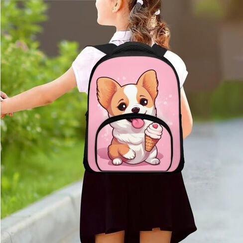 Corgi Print Backpack for Girls Preschool Kindergarten Bookbag Kids School Backpack with Lunch Box 3Pcs Lightweight Backpack Bookbags Set for School in Saudi Arabia
