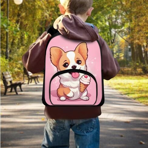 Corgi Print Backpack for Girls Preschool Kindergarten Bookbag Kids School Backpack with Lunch Box 3Pcs Lightweight Backpack Bookbags Set for School in Saudi Arabia