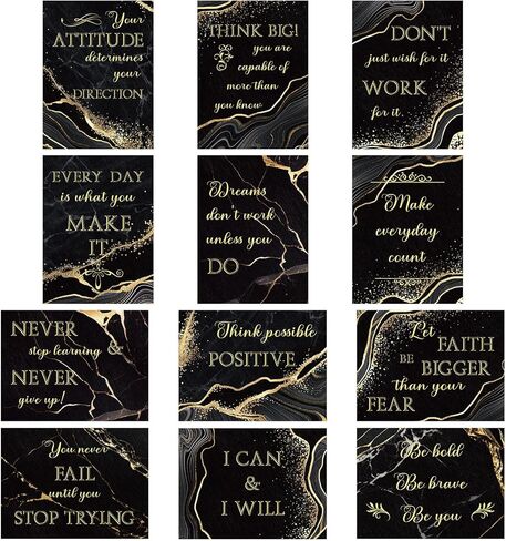 12 Pieces Mini Inspirational Wooden Signs Office Desk Decor Motivational Quotes Positive Black and Gold Home Decor Wood Tiered Tray Decor Cheer up Gift for Women Table Shelf Decorations in Saudi Arabia