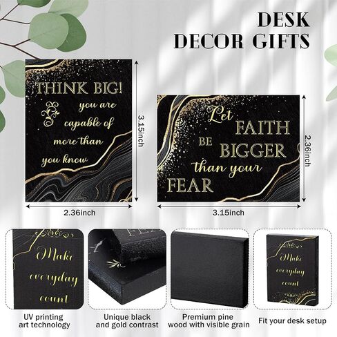 12 Pieces Mini Inspirational Wooden Signs Office Desk Decor Motivational Quotes Positive Black and Gold Home Decor Wood Tiered Tray Decor Cheer up Gift for Women Table Shelf Decorations in Saudi Arabia