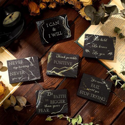 12 Pieces Mini Inspirational Wooden Signs Office Desk Decor Motivational Quotes Positive Black and Gold Home Decor Wood Tiered Tray Decor Cheer up Gift for Women Table Shelf Decorations in Saudi Arabia