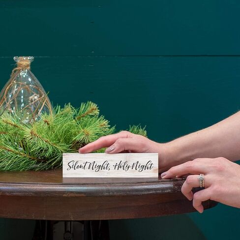 P. Graham Dunn Silent Night Holy Night Christmas Whitewash 6 × 1.5 لوحة صغيرة من خشب الصنوبر على سطح الطاولة in Kuwait
