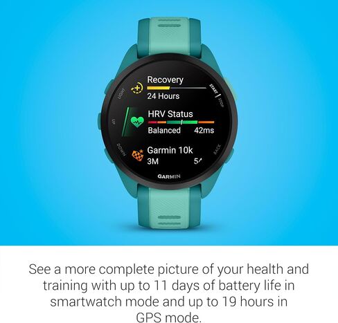 Garmin Forerunner® 165, Running Smartwatch, 43mm, Black | Essential Training & Recovery Features, Built-In GPS for Distance, Pace & Speed, Garmin Coach, Daily Suggested Workouts in Saudi Arabia