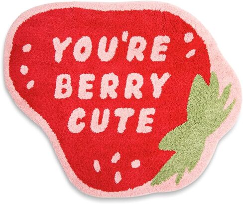 Extra Large Bath Bites Strawberry Bath Mat 35"x41" - You're Berry Cute, Fun Bath Mat, Large Area Rug, Aesthetic Bathroom Rugs for bathroom decor or home decor, cute bathroom mat non slip washable rug in Saudi Arabia
