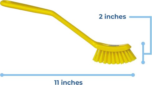 Fine Dish Brush - Heavy-Duty, Narrow, Slip-Resistant Cleaning Brush, Polypropylene, Polyester Bristle, 11 Inch, Yellow, (42876) in Saudi Arabia