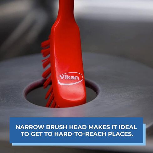 Fine Dish Brush - Heavy-Duty, Narrow, Slip-Resistant Cleaning Brush, Polypropylene, Polyester Bristle, 11 Inch, Yellow, (42876) in Saudi Arabia