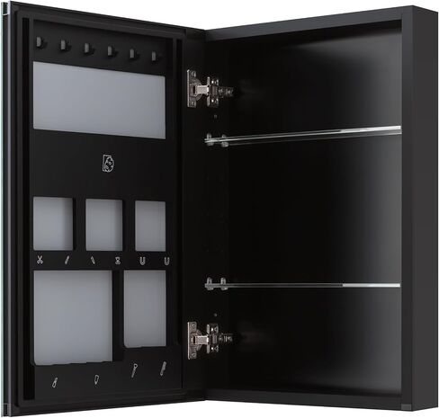 Bathroom Mirror with Storage,16 X 24 Inch,2024 New Model,Medicine Cabinet Mirror,Recessed Medicine Cabinet with Mirror,2 Adjustable Shelves,Black,Soft Hinge in Saudi Arabia