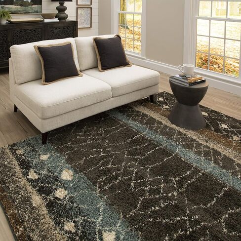 سجادة Mohawk Home Huxley Adobe Abstract Shag Area، 5'x8'، بني/بيج in Kuwait