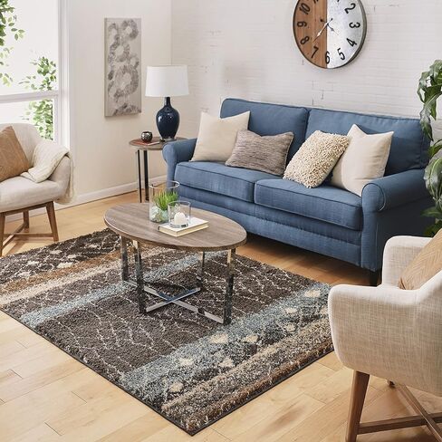 سجادة Mohawk Home Huxley Adobe Abstract Shag Area، 5'x8'، بني/بيج in Kuwait