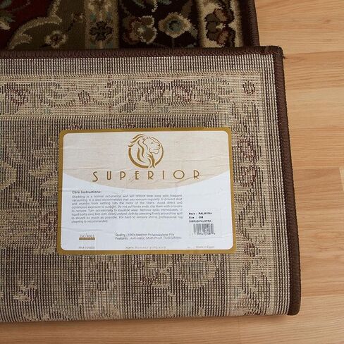 Superior Indoor Area Rug, Traditional Floral Classic Floor Decor for Bedroom, Entryway, Hallway, Office, Living/Dining, Plush Carpet Cover, Palmyra Collection, 5' x 8', Chocolate in Saudi Arabia