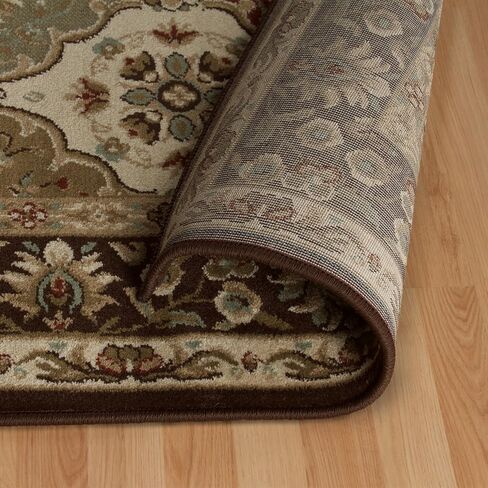 Superior Indoor Area Rug, Traditional Floral Classic Floor Decor for Bedroom, Entryway, Hallway, Office, Living/Dining, Plush Carpet Cover, Palmyra Collection, 5' x 8', Chocolate in Saudi Arabia