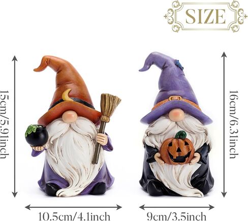 Valery Madelyn Halloween Rustic Gnomes Decorations Indoor for Home, Set of 2 Resin Cute Garden Statues for Outdoor Decor, 6.3inch Elf Dwarf Halloween Figurines Gifts for Table Centerpiece Party Decor in Saudi Arabia