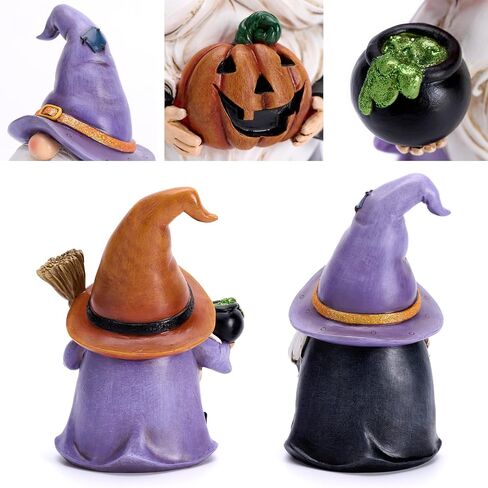 Valery Madelyn Halloween Rustic Gnomes Decorations Indoor for Home, Set of 2 Resin Cute Garden Statues for Outdoor Decor, 6.3inch Elf Dwarf Halloween Figurines Gifts for Table Centerpiece Party Decor in Saudi Arabia