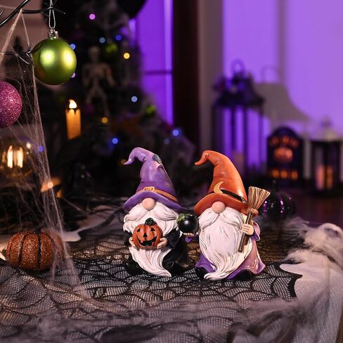 Valery Madelyn Halloween Rustic Gnomes Decorations Indoor for Home, Set of 2 Resin Cute Garden Statues for Outdoor Decor, 6.3inch Elf Dwarf Halloween Figurines Gifts for Table Centerpiece Party Decor in Saudi Arabia