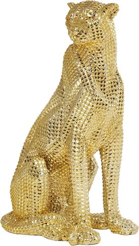 Deco 79 Resin Leopard Decorative Sculpture Sitting Home Decor Statue with Diamond Facet Texture, Accent Figurine 9" x 13" x 21", Gold in Saudi Arabia
