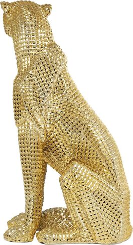 Deco 79 Resin Leopard Decorative Sculpture Sitting Home Decor Statue with Diamond Facet Texture, Accent Figurine 9" x 13" x 21", Gold in Saudi Arabia