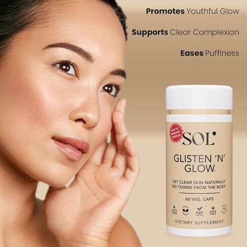 Glisten ‘N’ Glow Supplement: Skin Vitamins for Women – Biotin, Collagen & Skin-Loving Vitamins A, B, C, E for Clear Complexion & Youthful Glow, 60 Easy to Swallow Capsules in Saudi Arabia