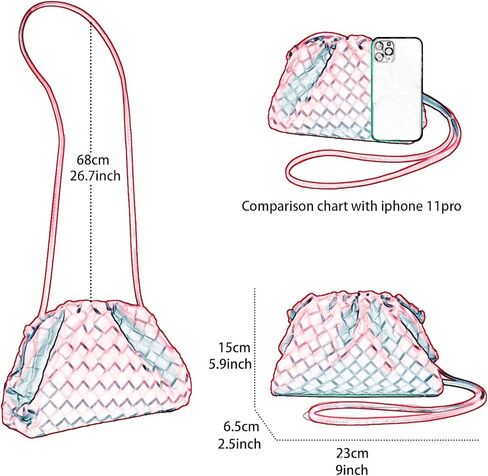 Woven Dumpling Bag for Women Clutch Purses, Cloud Crossbody Handbag Soft Shoulder Bag in Saudi Arabia