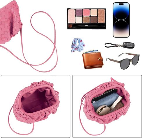 Woven Dumpling Bag for Women Clutch Purses, Cloud Crossbody Handbag Soft Shoulder Bag in Saudi Arabia