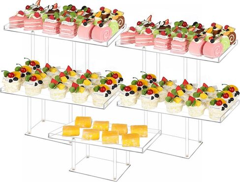 3 Pack Dessert Table Display Set, Clear Acrylic Dessert Stands Buffet Risers for Cupcakes Dessert Pastry Food Treat Tier Cookie Dessert Platter Serving Trays Stand for Wedding Birthday Party in Saudi Arabia