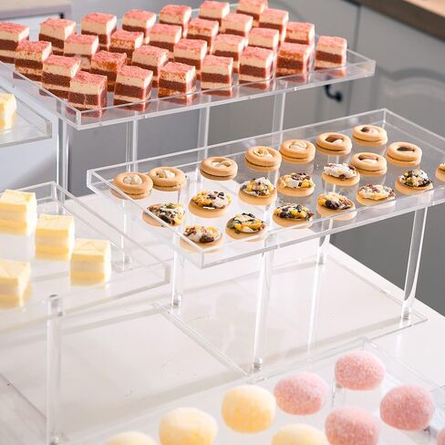 3 Pack Dessert Table Display Set, Clear Acrylic Dessert Stands Buffet Risers for Cupcakes Dessert Pastry Food Treat Tier Cookie Dessert Platter Serving Trays Stand for Wedding Birthday Party in Saudi Arabia