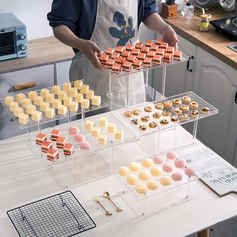 3 Pack Dessert Table Display Set, Clear Acrylic Dessert Stands Buffet Risers for Cupcakes Dessert Pastry Food Treat Tier Cookie Dessert Platter Serving Trays Stand for Wedding Birthday Party in Saudi Arabia