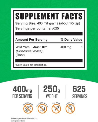 BulkSupplements.com مسحوق مستخلص اليام البري - مكمل عشبي، مكمل اليام البري، مستخلص جذر اليام البري - خالي من الغلوتين، 400 مجم لكل وجبة، 250 جم (8.8 أونصة) (عبوة من قطعة واحدة) in Saudi Arabia