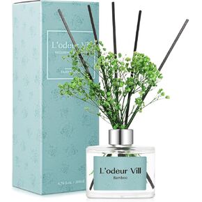 L'odeur Vill Reed Diffuser Set, 6.7 oz(200ml) Gardenia Scented Diffuser with 6 Oil Diffuser Sticks, Home Fragrance Essential Oil Reed Diffuser for Home Large Rooms Bathroom Shelf Decor