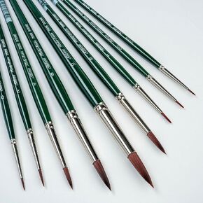Silver Brush Limited RSS-2560S Ruby Satin Variety Set, Set of 6 Brushes, Round Size 4, Bright Size 10, Filbert 1/2 Inch, Angular 5/8 Inch, Triangle Size Medium, and Monogram Liner Size 2/0