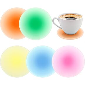 Set of 5 Coasters for Drinks Colorful Acrylic Coasters, 3.8 Inch Round Coaster Heat-Resistant Cups Place Mats Non-Slip Tabletop Coasters for Mugs and Cups