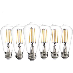 Dusk to Dawn LED Lights Bulb,Photocell Sensor Bulb, Auto Turn On/Off, ST58 ST19 60W Edison Replacement, E26 8W 800lm,Warm White 2700K for outdoor wall light fixture Garden Garage Porch Pack of 2