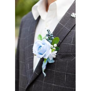 Men Boutonniere for Wedding Set Groom Groomsmen Artificial Rose Flowers Boutonniere for Wedding Prom Homecoming