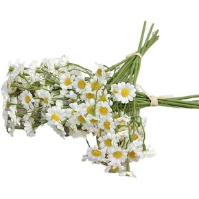 HomeSoGood 2 Bundle 60Heads Faux Chrysanthemum Artificial Flowers Creative Desktop Ornaments Floral Arrangement Bridal Bouquet Home Decorations(10.24inch,White)