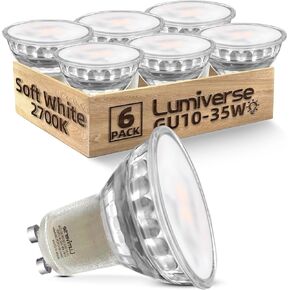 Lumiverse GU10 LED Bulb, Non-dimmable 4W (50W Equivalent) 100 Degree Flood Beam 2700K Soft White, Halogen Replacement for Kitchen, Range Hood, Living Room, Bedroom, 6 Pack