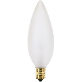 Satco S3291 120V Torpedo Candelabra Base 15-Watt B9.5 Light Bulb, Frosted