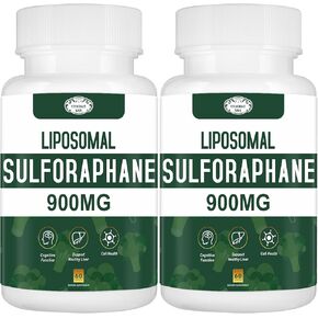 900MG Liposomal Sulforaphane Supplement Broccoli Extract, Liver Supplement for Antioxidant, Digestion, Cellular Health 120 Capsules