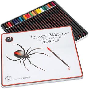 Black Widow Colored Pencils For Adult Coloring - 24 Coloring Pencils With Smooth Pigments - Best Color Pencil Set For Adult Coloring Books And Drawing
