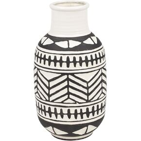 The Novogratz Ceramic Tribal Handmade Vase, 8" x 8" x 16", White