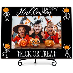 ISOVF Halloween 4x6 Photo Frame with Easel, Small Wooden Picture Frame, Happy Halloween Home Decor, Kids Halloween Gifts for Boys and Girls -A10