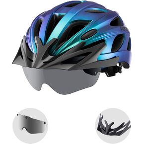 ROCKBROS Bike Helmet for Men Women Cycling Helmet with Removable Goggles & Sun Visor Mountain & Road Bicycle Helmets Adjustable Size Adult Cycling Helmets