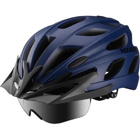 ROCKBROS Bike Helmet for Men Women Cycling Helmet with Removable Goggles & Sun Visor Mountain & Road Bicycle Helmets Adjustable Size Adult Cycling Helmets