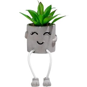 Fake Potted Plants – Cute Artificial Succulents with Funny Ceramic Pot – Animated Hanging Plants Artificial Décor for Home and Office – Safe and Secure Packaging - 6.9 x 5.29 x 5.25 inch