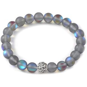 الصيف الحب مجوهرات 8 مللي متر الصوفي حورية البحر حلية زجاجية سوار متوهجة Moonstone الصداقة مطرز أساور للنساء الفتيات