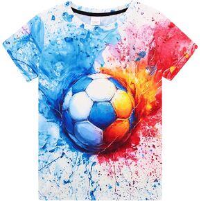 Funnycokid Boys Girls Shirts Graphic T-Shirt Neon Color Kids Novelty Short Sleeve Animal Print Tees 4-16 Years